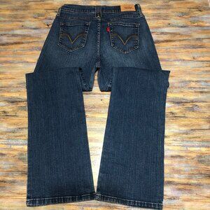 Levis Jeans Perfectly Slimming Mid Rise Boot Cut Blue Womens Size 8P M Petite